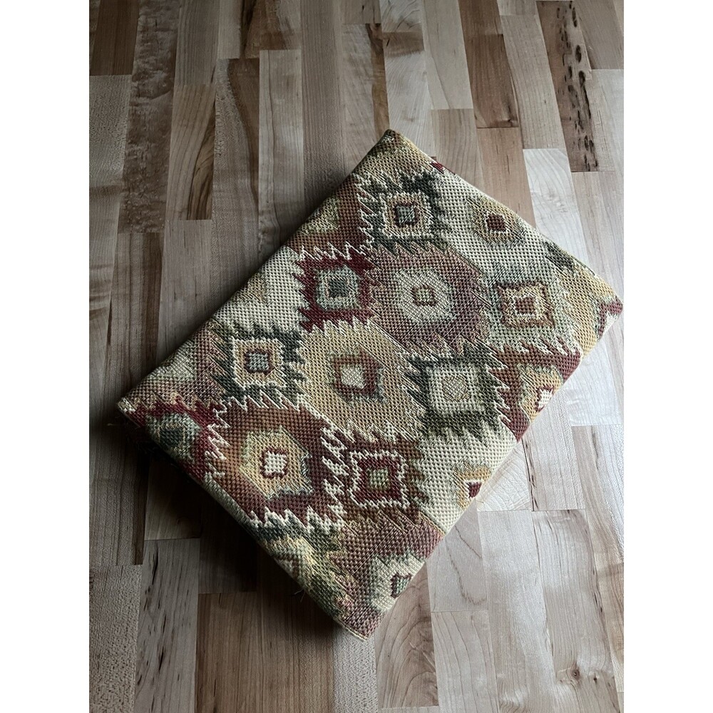Neutral Kilim-Style Jacquard Tapestry Woven Fabric Large Remnant 36" x 46"
